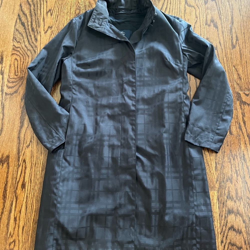 Burberry Black Nova Check Rain Coat with Lining Size 12